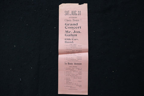 1920'S STURGIS OPERA HOUSE PROGRAM - JOS. GAHM CONCERT - K 1825
