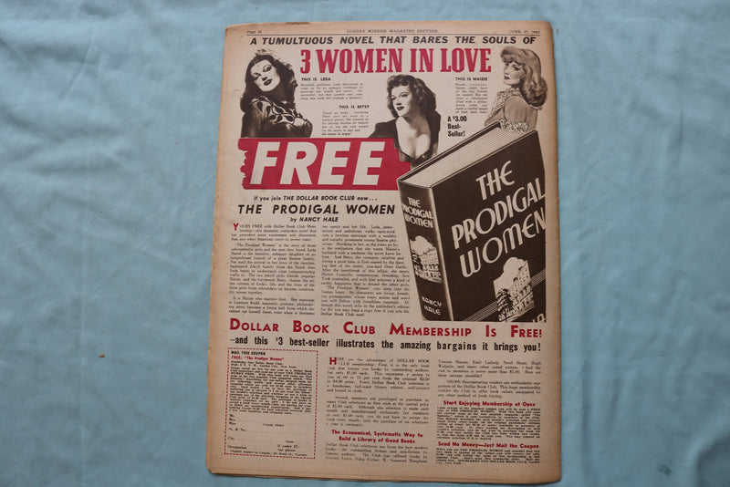 1943 JUNE 27 SUNDAY MIRROR MAGAZINE SECTION -JOHNNY LONGDEN - ROCKWELL - NP 9080