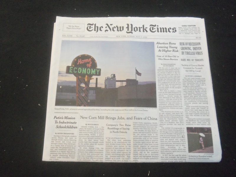 2022 JULY 17 NEW YORK TIMES - ABORTION BANS LEAVING YOUNG AT HIGHER RISK