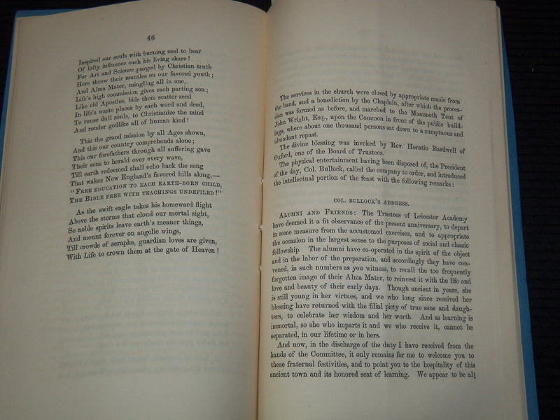 1855 LEICESTER ACADEMY FESTIVAL ADDRESS BY REV. ALONZO HILL - SHEPARD - K 3111
