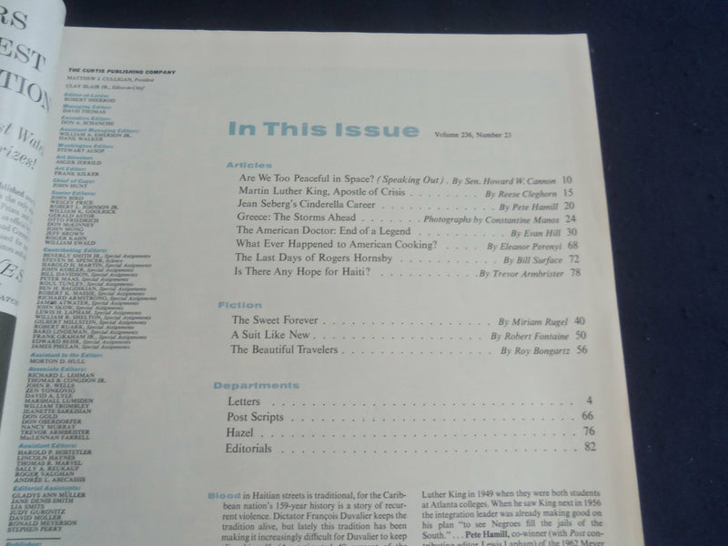 1963 JUNE 15 THE SATURDAY EVENING POST MAGAZINE - MARTIN LUTHER KING - SP 1219O
