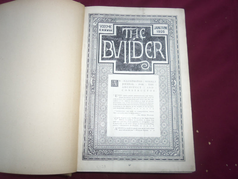 1925 JAN-DEC THE BUILDER U. K. MAGAZINE BOUND VOLUMES - 2 VOLS - FOLD OUTS- C 31