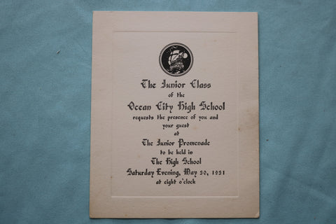 1931 MAY 30 OCEAN CITY HIGH SCHOOL JUNIOR PROMENADE INVITATION - K 2527