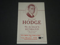 1927 WILLIAM HODGE IN THE JUDGE'S HUSBAND PROGRAM - PLYMOUTH THEATRE - J 2392