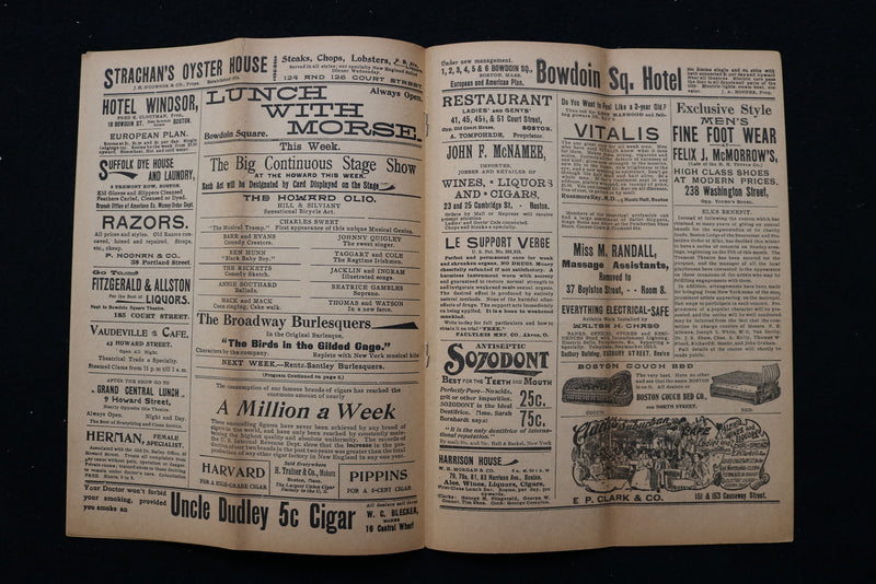 1901 HOWARD ATHENAEUM PROGRAMS - LOT OF 5 - BOSTON, MASSACHUSETTS - K 2275