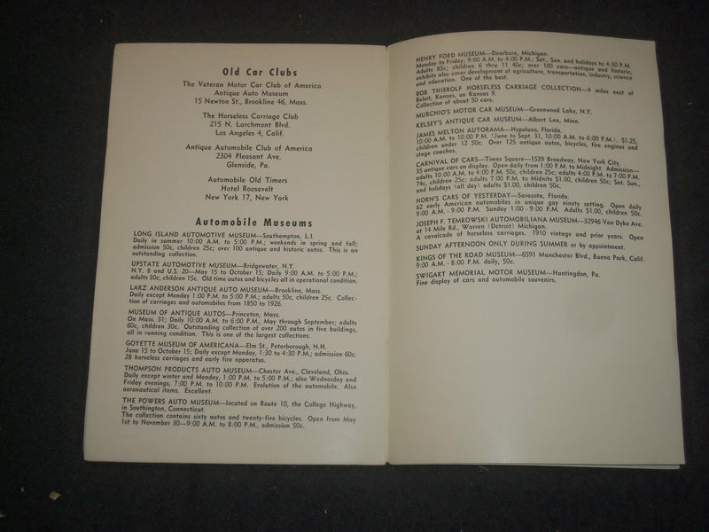 1950'S TALLYHO - HORESLESS CARRIAGES GUIDE - AAA MICHIGAN - J 6386