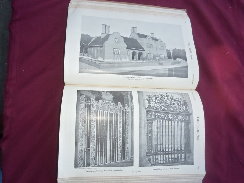 1929 JAN-DEC THE BUILDER U. K. MAGAZINE BOUND VOLUMES - 2 VOLS - FOLD OUTS- C 63
