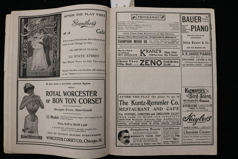 1901 ILLINOIS THEATRE PROGRAMME - ALICE NIELSEN - SARAH BERNHARDT - K 3034