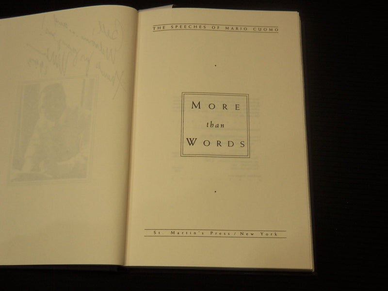 1993 MORE THAN WORDS HARDCOVER BOOK INSCRIBED BY MARIO CUOMO - KD 2771K
