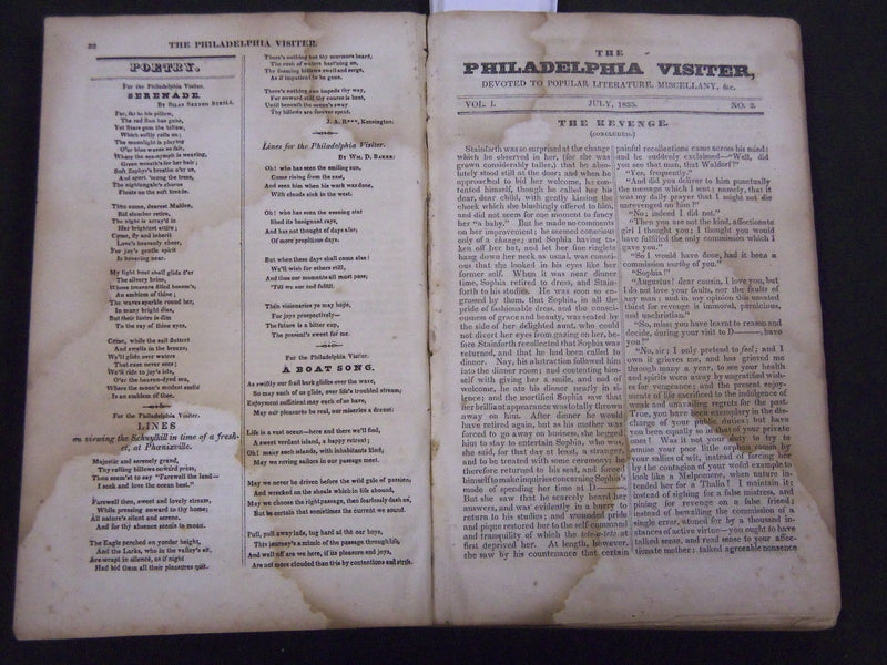 1835 JUNE-DECEMBER THE PHILADELPHIA VISITER VOLUME 1 - NICE ILLUS. - KD 3400H