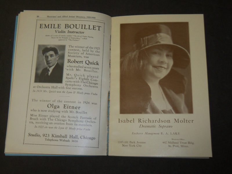 1925-1926 CHICAGO & MIDWEST MUSICIANS & ALLIED ARTISTS DIRECTORY BOOK - KD 5177