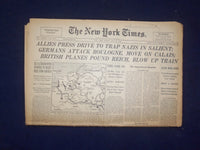 1940 MAY 24 NEW YORK TIMES -ALLIES PRESS DRIVE TO TRAP NAZIS IN SALIENT- NP 6496