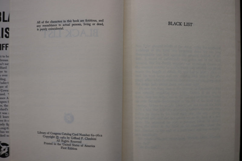 1962 BLACK LIST HARDCOVER BOOK BY GIFF CHESIRE - KD 9815