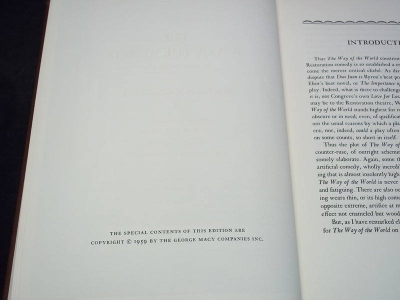 1959 THE WAY OF THE WORLD BOOK BY CONGREVE - SIGNED LIMITED EDITION - KD 2757S