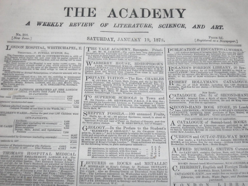 1878 THE ACADEMY WEEKLY REVIEW OF LITERATURE LOT OF 20 ISSUES - LONDON - O 2382