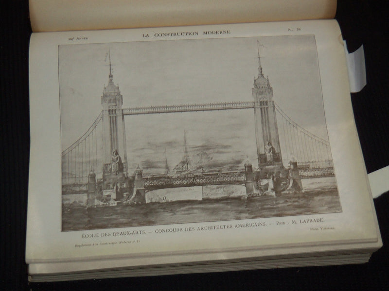 1908-1909 LA CONSTRUCTION MODERNE MAGAZINE BOUND VOLUME NO. 24