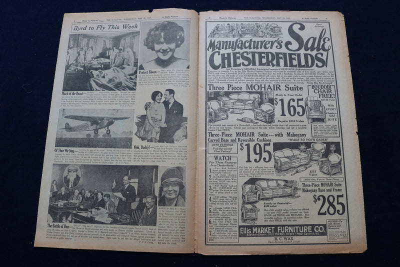 1927 MAY 25 SAN FRANCISCO BULLETIN NEWSPAPER - LINDBERGH - JONES - NP 8891