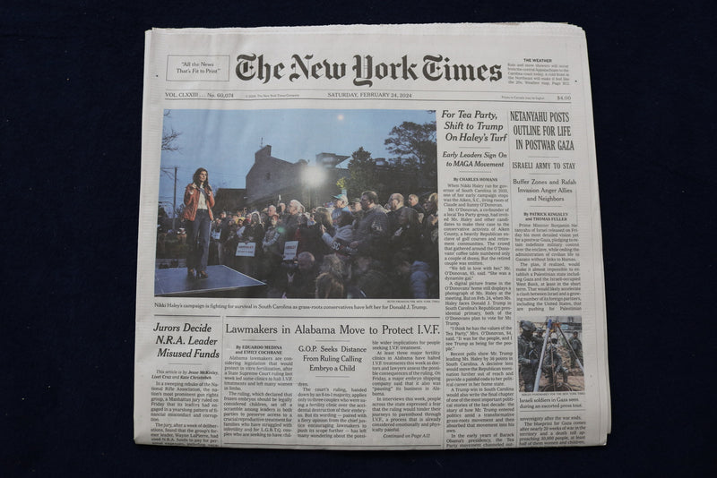 2024 FEB 24 NEW YORK TIMES - NETANYAHU POSTS OUTLINE FOR LIFE IN POSTWAR GAZA