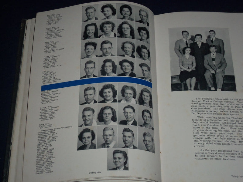 1947 MARIONETTE MARION COLLEGE YEARBOOK - INDIANA - GREAT PHOTOS - YB 482