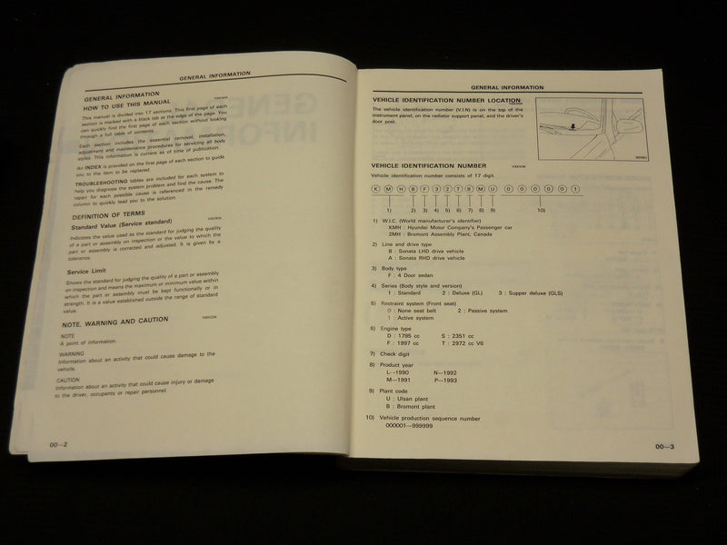 1991 HYUNDAI SONATA V6 SHOP MANUAL - SOFTCOVER - R 707A
