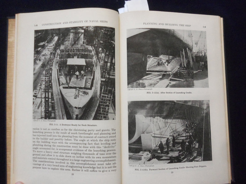 1956 FUNDAMENTALS/CONSTRUCTION/STABILITY OF NAVAL SHIPS HARDCOVER BOOK - KD 8600