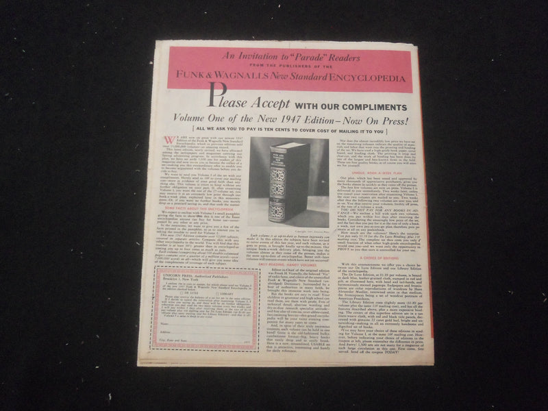 1947 JUNE 1 SYRACUSE HERALD AMERICAN PARADE MAGAZINE - AMERICA'S DOGS - SP 886U