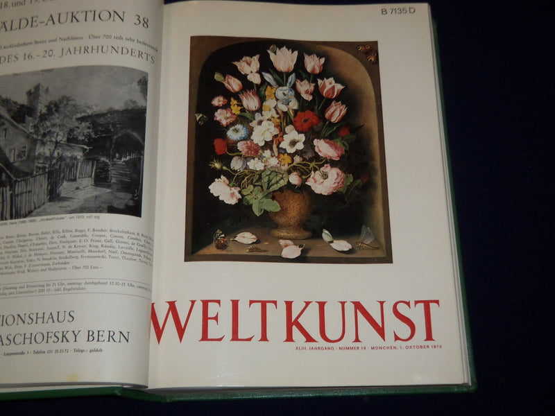 1973 WELTKUNST GERMAN ART MAGAZINE BOUND VOLUME NO. 43 - GREAT ADS - KD 1906