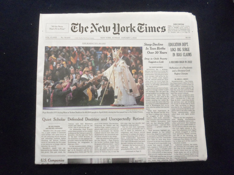 2023 JANUARY 1 NEW YORK TIMES - EDUCATION DEPT. LOGS BIG SURGE IN BIAS CLAIMS