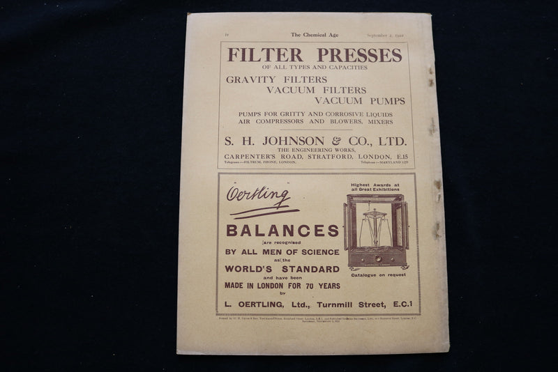 1922 SEPTEMBER 2 THE CHEMICAL AGE MAGAZINE - THE 