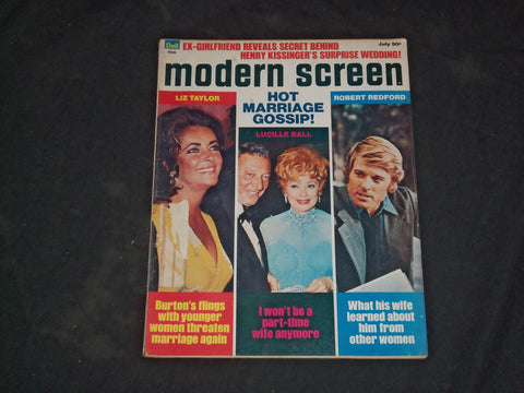 1974 JULY MODERN SCREEN MAGAZINE - LIZ TAYLOR & ROBERT REDFORD COVER - CW 669