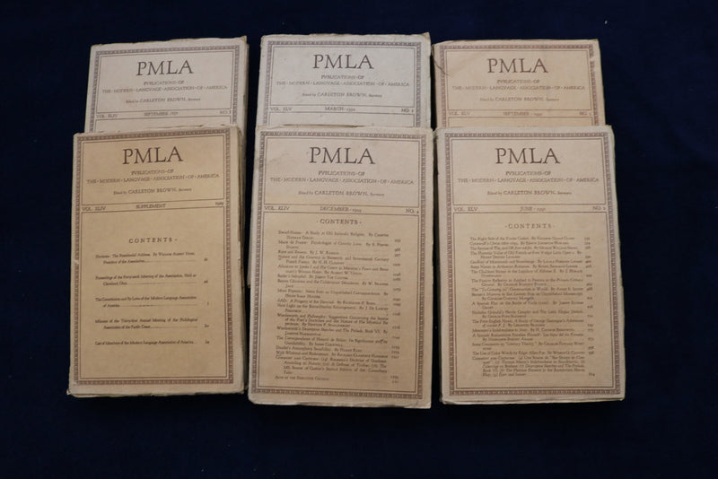 1929-1930 PUBLICATIONS OF THE MODERN LANGUAGE ASSOC. OF AMERICA-LOT OF 6-O 3415
