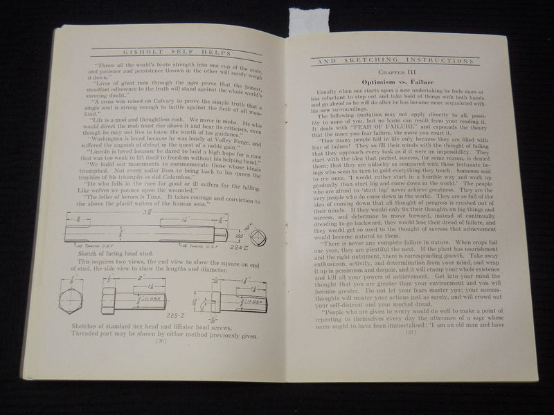 1918 SELF HELPS AND SKETCHING INSTRUCTIONS BOOK - GISHOLT MACHINE CO. - K 2617