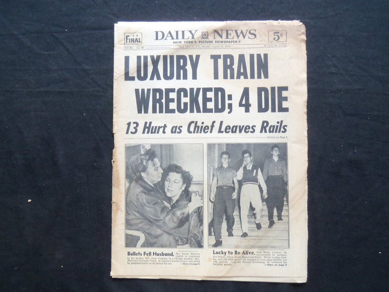 1954 AUGUST 23 NY DAILY NEWS NEWSPAPER - LUXURY TRAIN WRECKED; 4 DIE - NP 2520