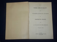 1855 CONGREGATIONAL CHURCH AT DARTMOUTH COLLEGE CREED AND COVENANT - J 4700