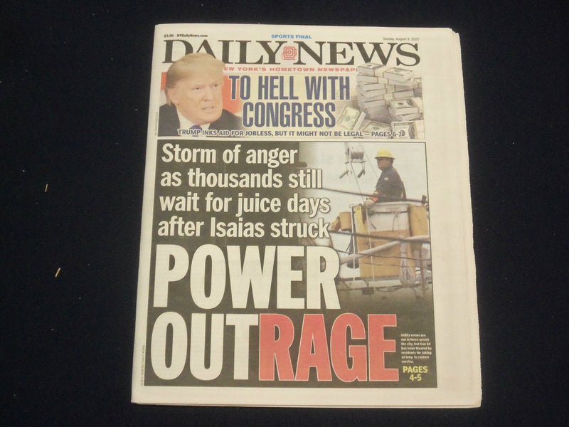 2020 AUGUST 9 NEW YORK DAILY NEWS NEWSPAPER - 1000s WAIT FOR POWER AFTER ISAIAS
