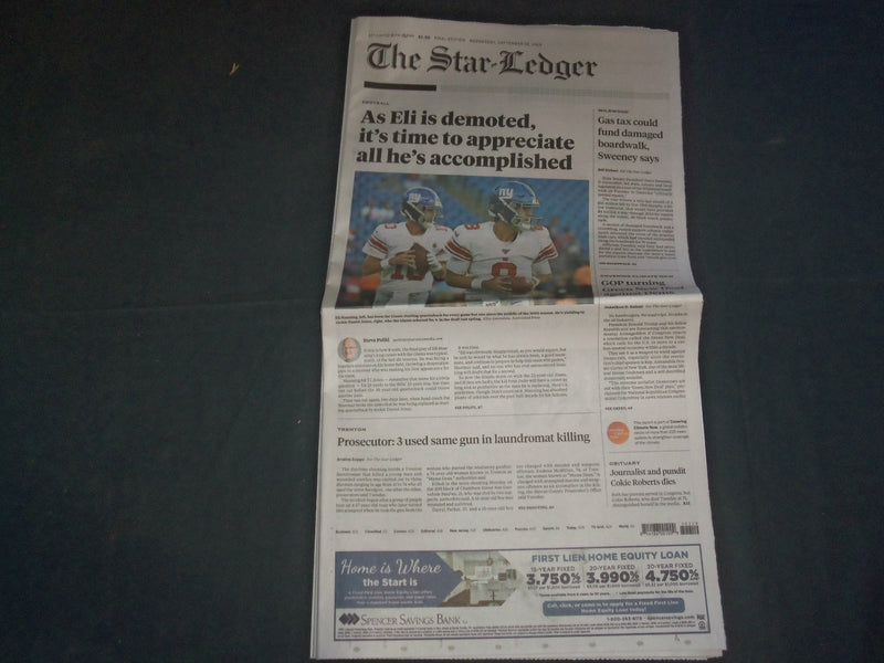 2019 SEPTEMBER 18 THE STAR-LEDGER NEWSPAPER - ELI MANNING LOSES STARTING JOB