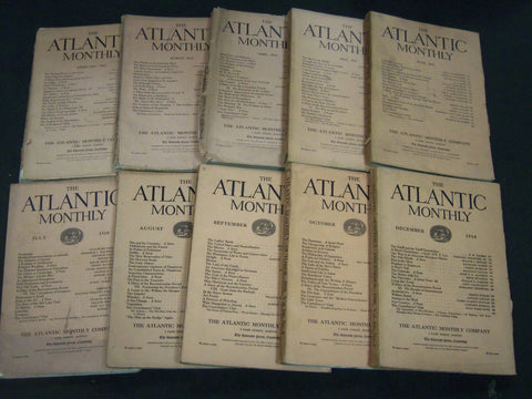 1910 THE ATLANTIC MONTHLY MAGAZINE LOT 10 ISSUES - STORIES & ARTICLES - WR 360A