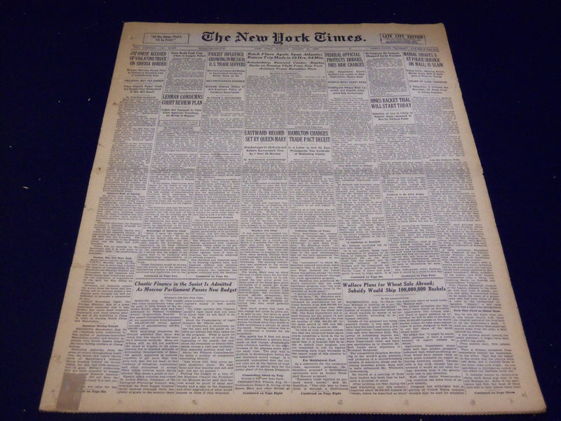 1938 AUGUST 15 NEW YORK TIMES - HINES RACKET TRIAL WILL START TODAY - NT 616