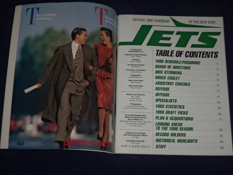 1990 NEW YORK JETS OFFICIAL TEAM YEARBOOK NEW DAY IN NY - GREAT PHOTOS - J 394