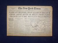 1940 MAY 22 NEW YORK TIMES - NAZIS AT CHANNEL, TRAP ALLIES IN BELGIUM - NP 6495