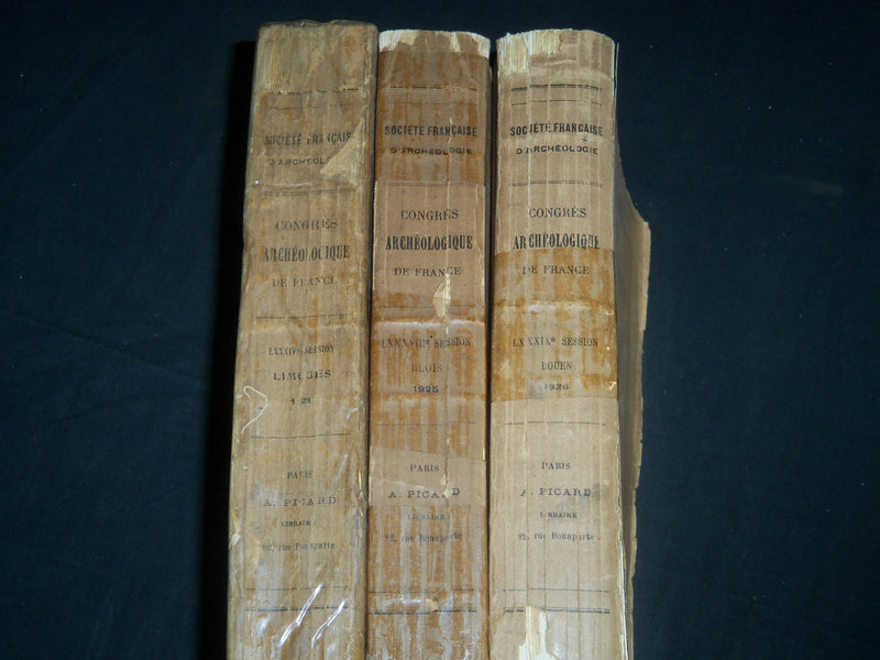 1923-1927 CONGRESS ARCHEOLOGIQUE DE FRANCE BOOK LOT OF 3 - KD 3098