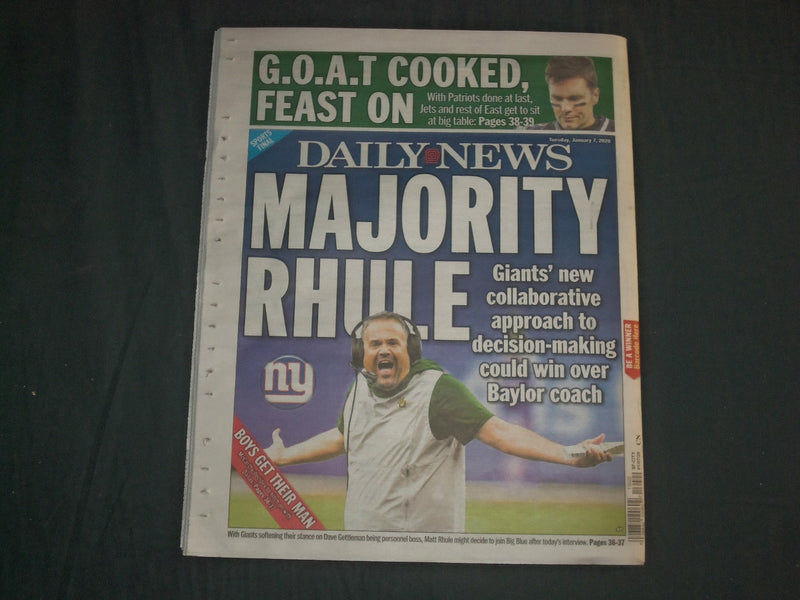 2020 JANUARY 7 NEW YORK DAILY NEWS NEWSPAPER - WEINSTEIN HIT WITH MORE SEX RAPS