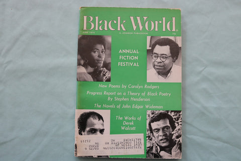 1975 JUNE BLACK WORLD MAGAZINE - ANNUAL FICTION FESTIVAL - DEREK WALCOTT- K 3371