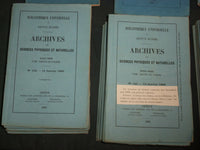 1864-1869 ARCHIVES DES SCIENCES PHYSIQUES ET NATURELLES - LOT OF 59 - WR 1045B