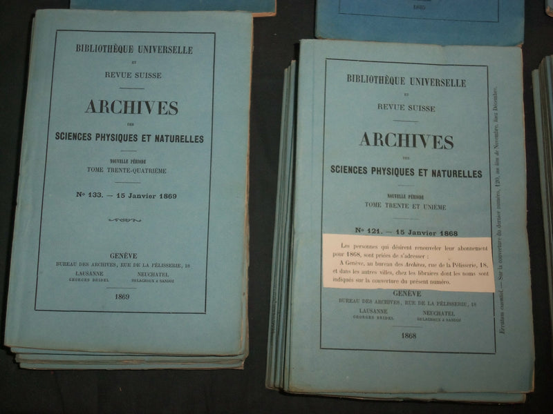 1864-1869 ARCHIVES DES SCIENCES PHYSIQUES ET NATURELLES - LOT OF 59 - WR 1045B