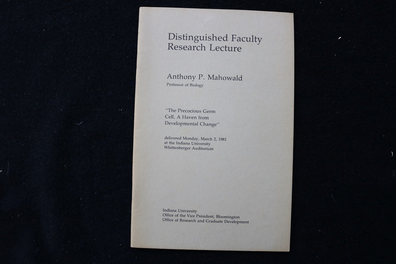 1981 THE PRECOCIOUS GERM CELL LECTURE SOFTCOVER BOOK BY ANTHONY MAHOWALD- K 3541