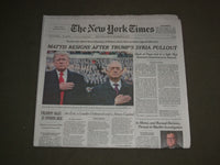 2018 DECEMBER 21 NEW YORK TIMES - JIM MATTIS RESIGNS AFTER TRUMP'S SYRIA PULLOUT