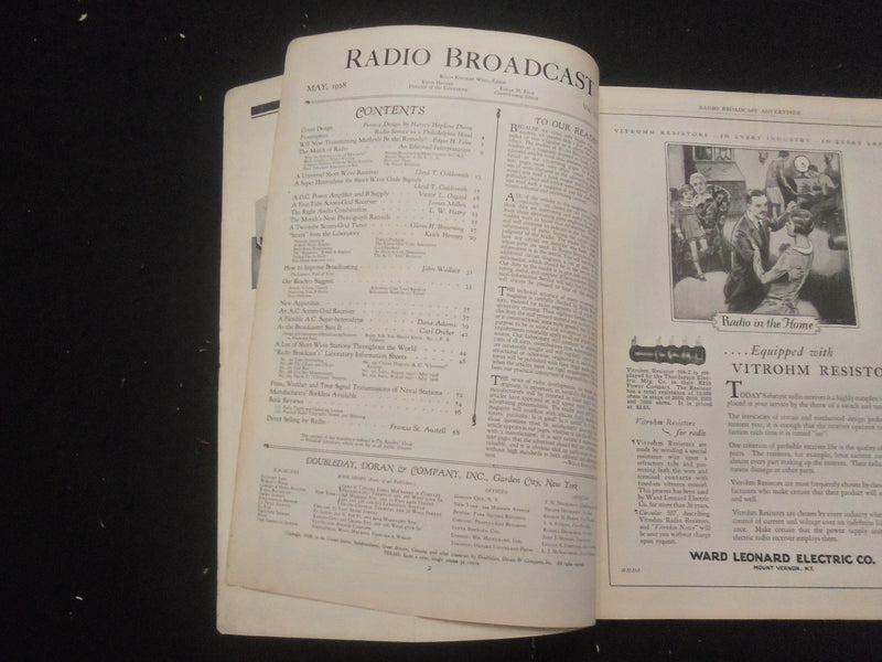 1928 MAY RADIO BROADCAST MAGAZINE - NICE COVER, ARTICLES & PHOTOS - B 434O