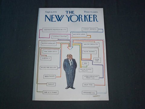 1976 SEPTEMBER 6 NEW YORKER MAGAZINE FRONT COVER ONLY - GREAT ART FOR FRAMING