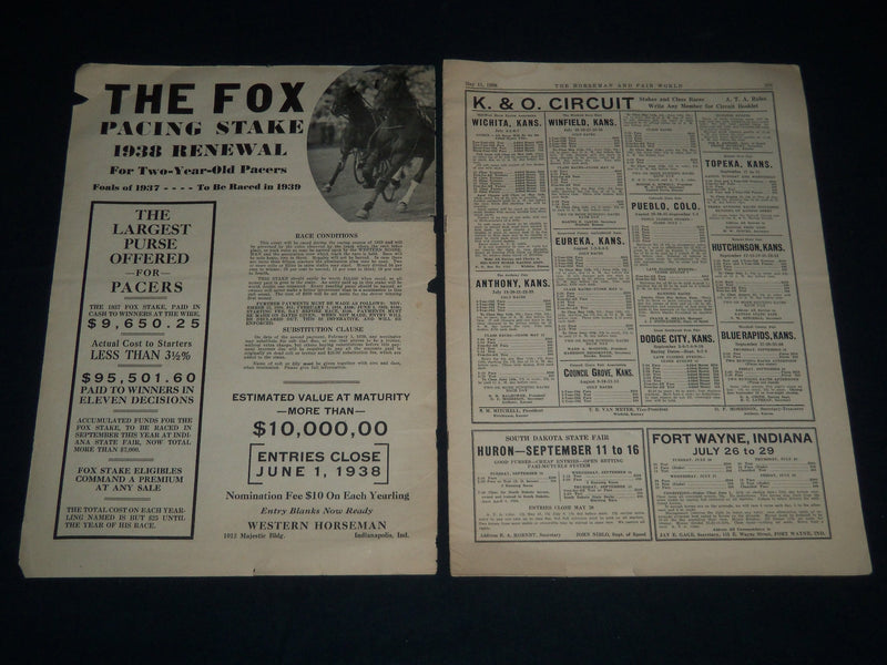 1938 MAY 11 THE HORSEMAN & FAIR WORLD MAGAZINE - INDIANAPOLIS INDIANA - B 6456